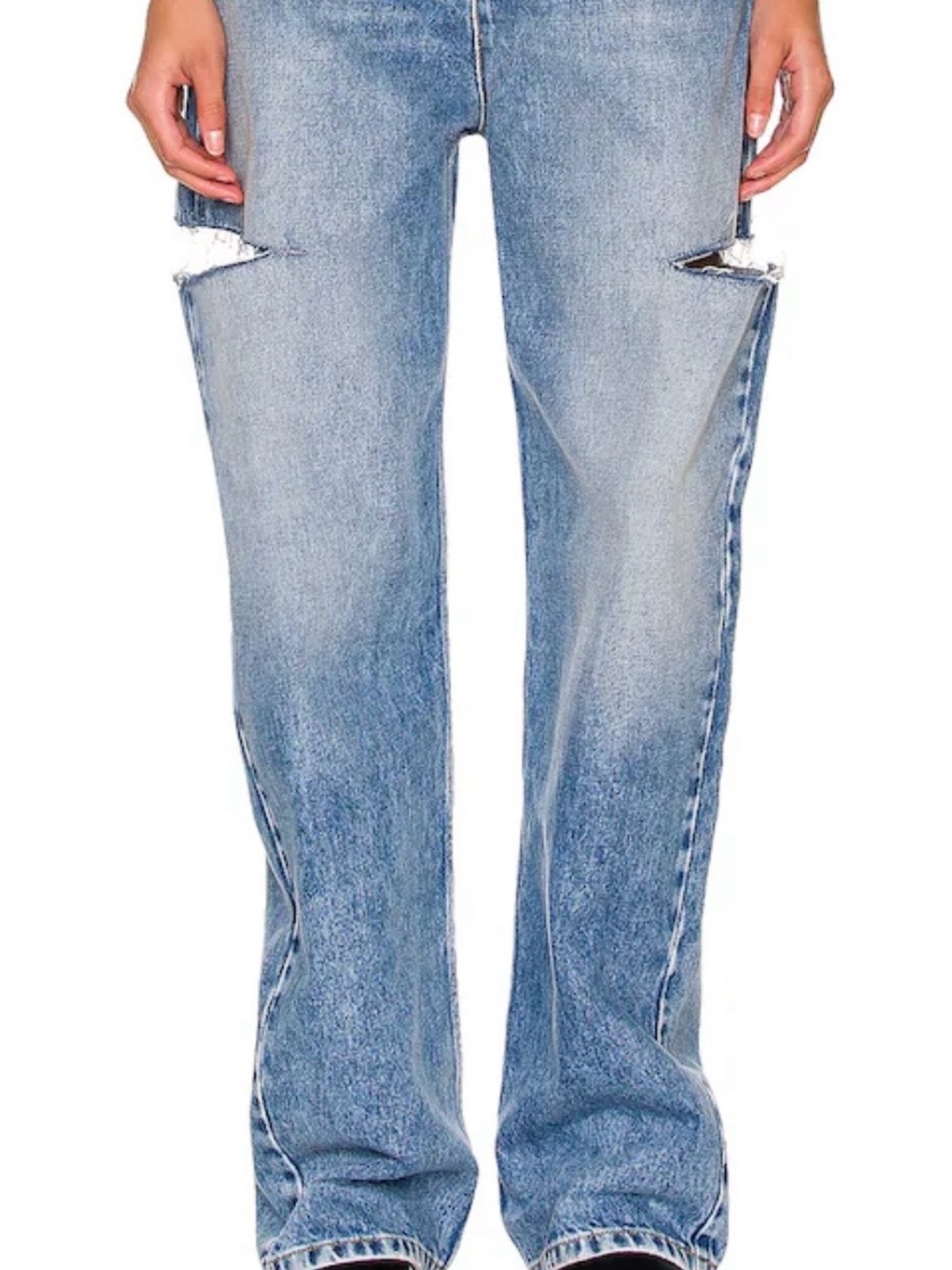 Maison Martin Margiela Light Blue Distinctive Cut-Out Wide-Leg Jeans - Picture 2 of 4